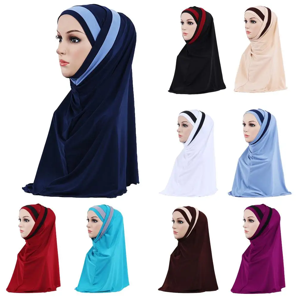 Les femmes musulmanes Amira Hijab Head Cover Headwear écharpe Wrap Fleur Khimar Islam 