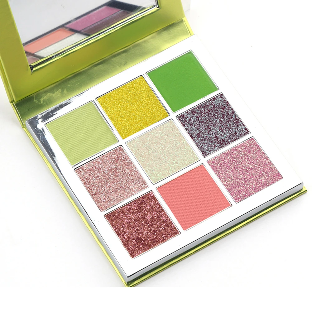 

MIAOOL Makeup Eyeshadow Pallete Makeup Brushes 9 Color Shimmer Pigmented Fluorescent green diamond sequin eye shadow