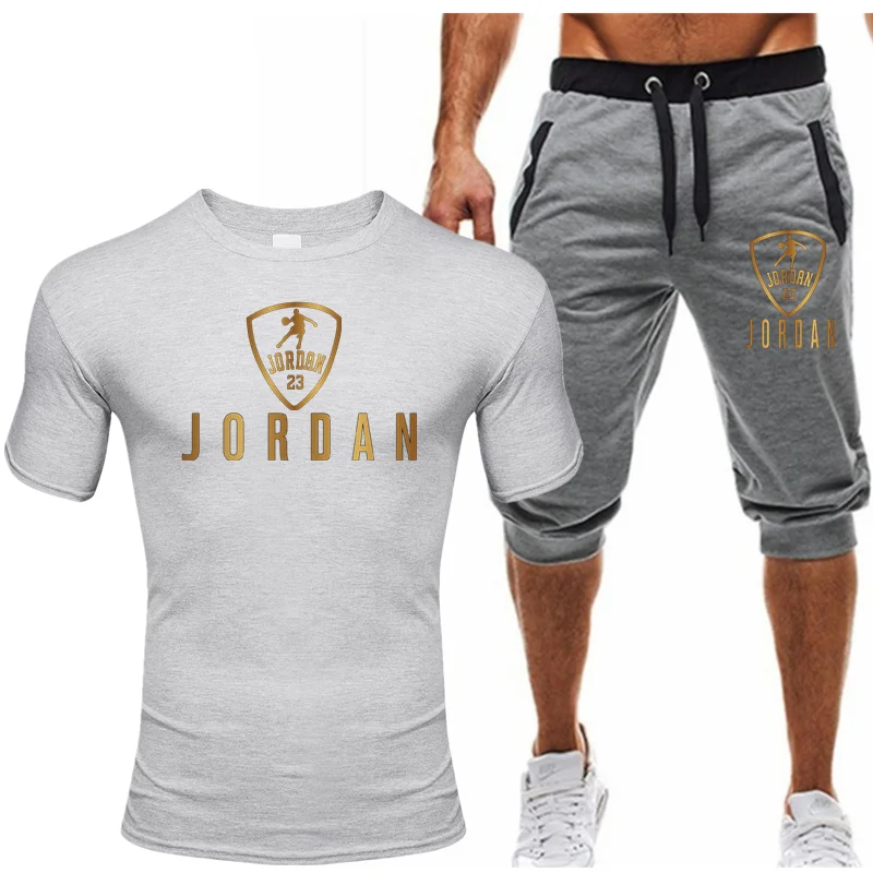 Chándal de moda para hombre, conjunto de pantalones cortos de manga y ropa informal para gimnasio, traje corto de verano, 2021