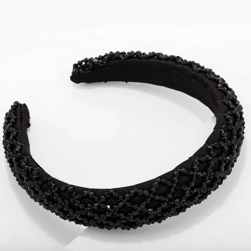 New ZA Brand Luxury Thick Sponge Wide Velvet Black Crystal Headbands High Quality Hair Hoops Vintage Headwear for Women Jewelry