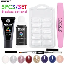 Yayoge 폴리 젤 반짝이 polygel 네일 빌더 젤 세트 네일 확장 30ml 화이트 클리어 빛나는 폴란드어 매니큐어(China)