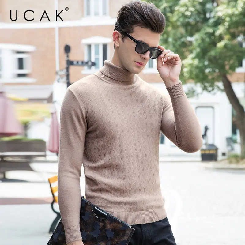 UCAK Brand 100% Merino Wool Sweater Men 2019 Autumn Winter New Arrival Fashion Turtleneck Cashmere Pull Homme Pullover Men U3058 UCAK Brand 100% Merino Wool Sweater Men 2019 Autumn Winter New Arrival Fashion Turtleneck Cashmere Pull Homme Pullover Men U3058