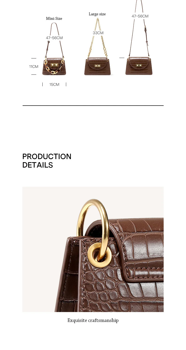 LACATTURA, роскошная женская сумка на цепочке, дизайнерская сумка-мессенджер, модная крокодиловая сумка на плечо, женская сумка через плечо, 2 размера