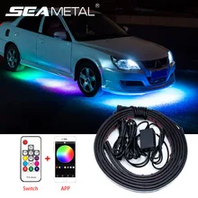 4 sztuk samochodów Underglow elastyczny pasek wodoodporna lampa LED RGB dekoracyjne atmosfera zdalnego/kontrola aplikacji System Underbody lampa neonowa