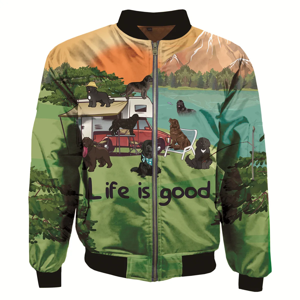 

Mens life is good 3d rapper 2pac Jackets Print zipper Flight Jacket casual unisex Harajuku women Streetwear thick coat