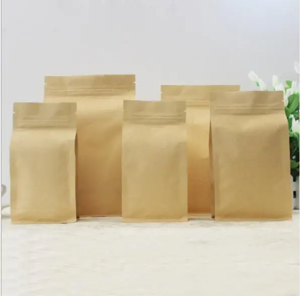 50 шт 14x24+ 6 см Ziplock многоразовый мешок для еды Zero мешок для мусора крафт-бумажный мешок многоразовый Ziplock мешок для упаковки еды многоразовый мешок для закусок