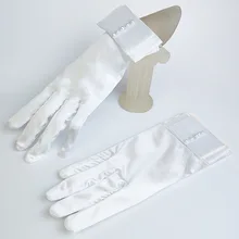 Корейских моделей свадебные перчатки короткие атласные широкие si dai jie Швейные бусины там относится к Свадебные белые перчатки S043 прямые