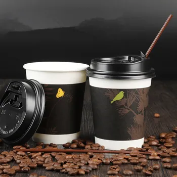 

50pcs High quality 8oz/12oz/16oz disposable coffee cups party favors soy milk tea water paper cups thick packaging cup with lids