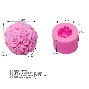 

AE003 AF003 Rose Silicone Molds soap Candle Mould Cake Decorating Tools flower ball 3D Mold
