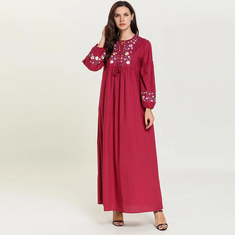 Vestidos кафтан красный абайя Турция Дубайский кафтан арабский мусульманский хиджаб платье для женщин Оман халат Musulmane Longue Elbise Исламская одежда