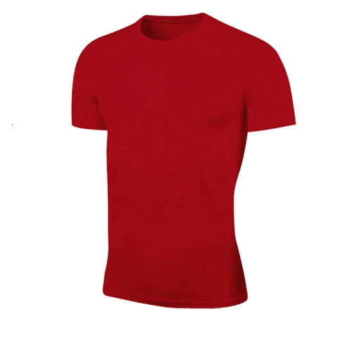 Логотип специально компрессионные футбольные майки Рашгард занятия в тренажёрном зале Бег Фитнес Обтягивающая майка спортивная рубашка мужская футболка с коротким рукавом - Цвет: red