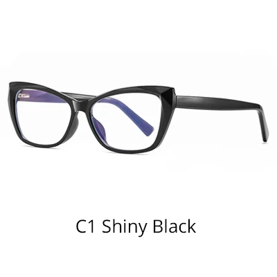 C1 Shiny Black Ralferty качество TR90 женские очки оправа кошачий глаз прозрачный компьютерный синий светильник очки с весенним женским сортом без диоптрий - Цвет оправы: C1 Shiny Black