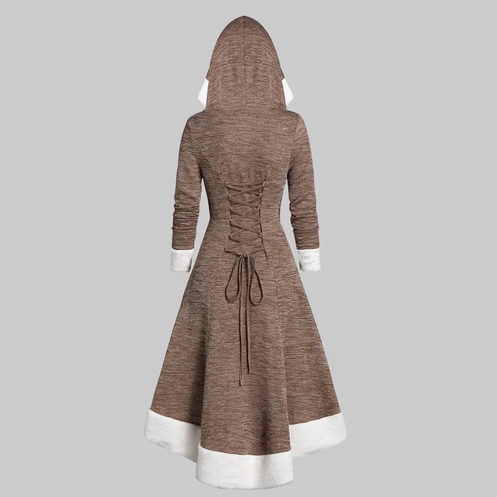 Robe hiver femme, женское платье с длинным рукавом, винтажное, на бретельках, на пуговицах, высокая низкая, миди, зимнее платье, vestidos ropa mujer