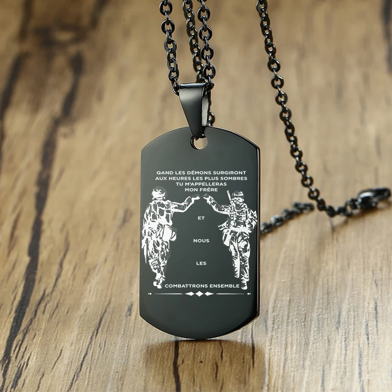 Vnox In the Darkest Hour When Demons Come Brothers Dog Tags for Men Stainless Steel Pendant BFF Necklaces Fraternal Gift