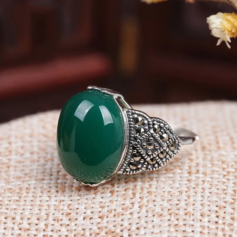 Bague Ringen, новое созданное Гранатовое 925 пробы Серебряное кольцо, регулируемое для женщин, свадебное кольцо из красного драгоценного камня, подарок - Цвет камня: green