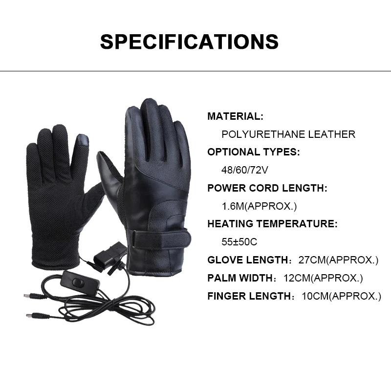 

48/60/72V Motorcycle Outdoor Hunting Electric Warm Winter Warmer Heated Gloves