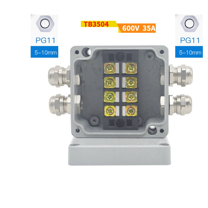 35A 600V 3 штифта клеммные блоки с соединителями сальников герметичный корпус Чехол проект распределительная коробка - Цвет: 2 in 2 out box kit B