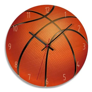 

Nordic Child Home Decorative Wall Clock Sport Style Wooden Wall Clock Living Room Bedroom Kids Room Clock Soccer Orange