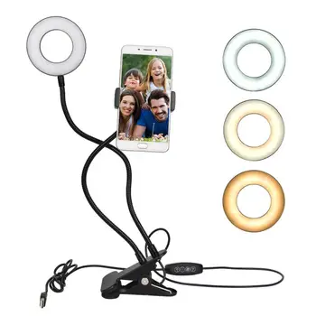 

Makeup Ring Light With Mobile Phone Holder Selfie Light LED Camera Long Arm for iPhone Android Fill Light Youtube Live Stream