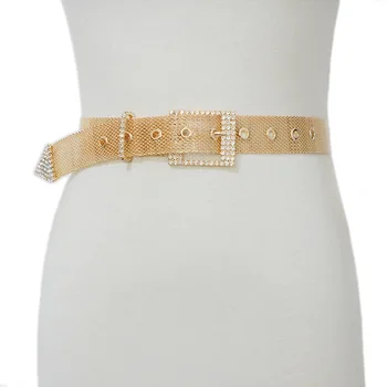 

Luxury Brand 2020 New Fashion Creative Metal Belt Ladies Belt Women Wild Rhinestone Inlaid Personality Trend Metal Belt Bg-1518