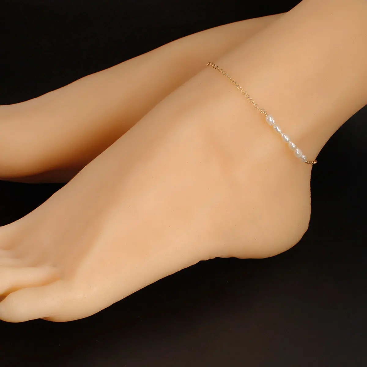 

Europe And America New Style Hot Selling Fashion Simple Handmade around Iron Wire Beach Anklet Pearl Anklet K001