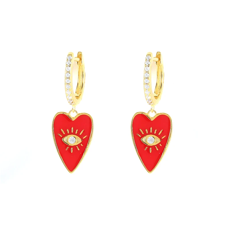 18k Gold Plated Red Enamel Star Fruit Love Butterfly Earrings