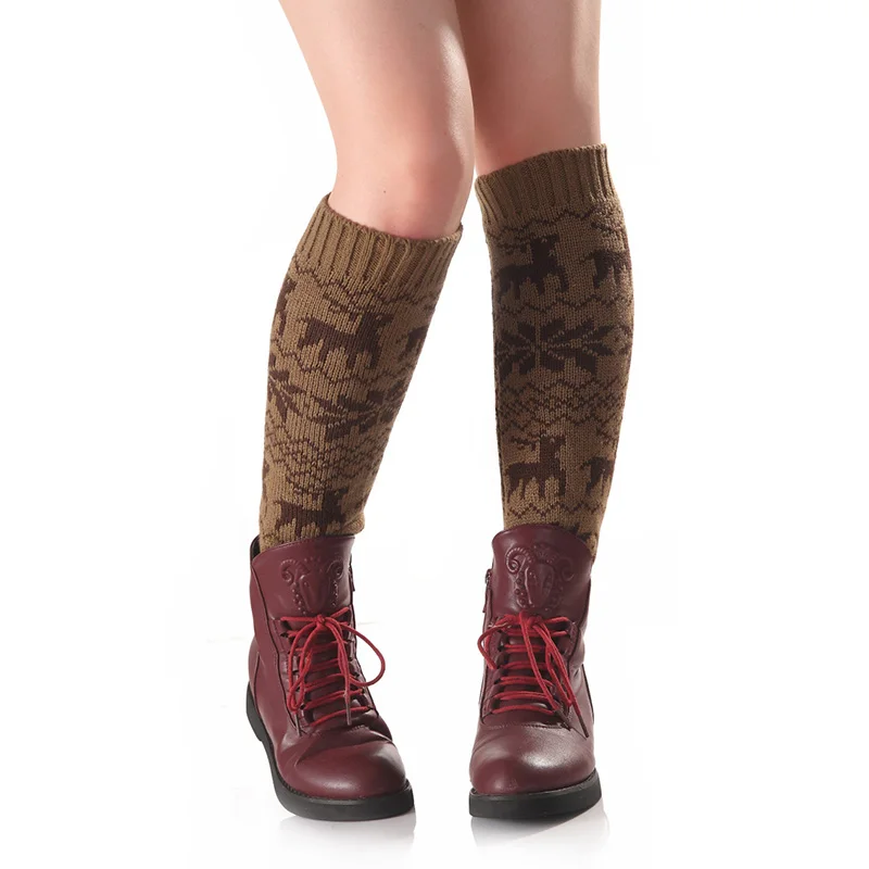 YOZIRON Для женщин Зимние гетры, ниже колен для девочек Повседневное осенние трикотажные палевая снежинка теплые гетры; носки гетры