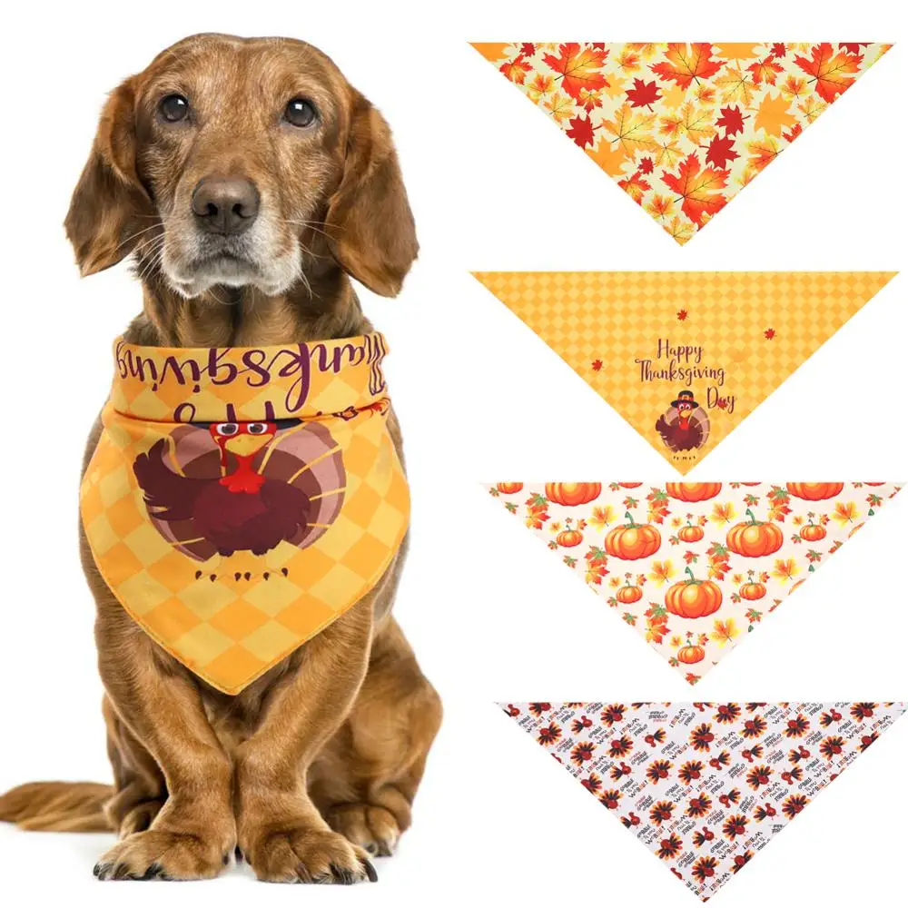 

Dog Thanksgiving Bandana Cotton Scarf Bib Grooming Accessories Triangular Bandage Collar for Small Medium Large Pet Accessories