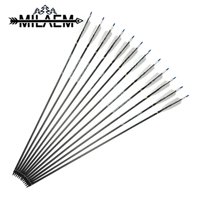 

12 Pcs High Quality Carbon Arrow Sp 500 Diameter 7.5 mm Arrows With 5 inch Turkey Feather Archery Shooting Hunting Accessories