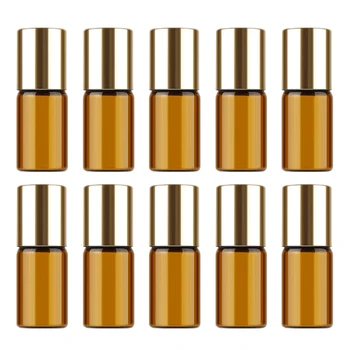 

10PCs Mini Travel Portable Empty Refillable Amber Glass Container Roll On Bottle For Essential Oil Refillable Bottles Dropship