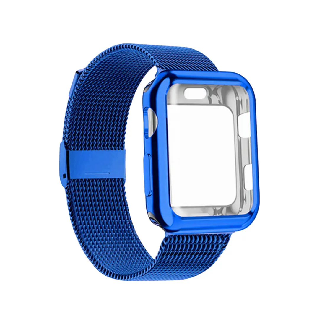 Ремешок для часов, Миланская петля, ремешок с чехол для Apple Watch Series 5/4/3/2 38 мм 42 мм Нержавеющая сталь ремешок на запястье браслет для наручных часов iwatch - Цвет ремешка: blue