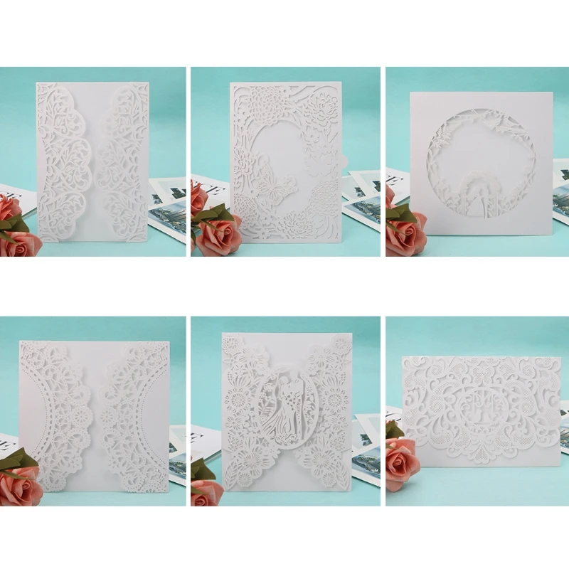  10Pcs Romantic Lovers Wedding Party Invitation Card Delicate Carved Hollow Lace E65B - 4.00027E+12