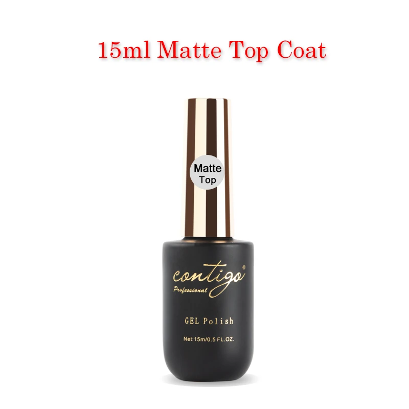 15ml Matte Top Contigo бархатное матовое верхнее покрытие Полупостоянный УФ-лак Гибридный гель полиош для ногтей Базовое покрытие праймер для ногтей Акционная гелевая краска - Цвет: 15ml Matte Top