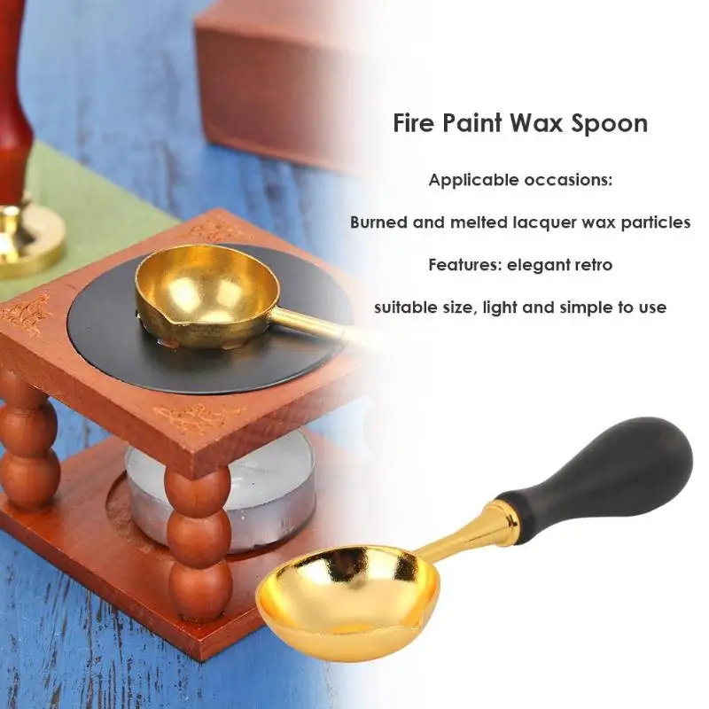 Wax Kits Retro Sealing Wax Furnace Stove Pot Wood Handle Sealing Wax Spoon for Wax Sealing Decorative Wax Stamp Craft Gift