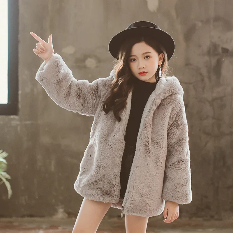 

Girls Padded Cotton Clothes Winter 2019 New Style Children Imitation Fur Wool Sweater Coat Brushed And Thick Cotton-padded Jacke
