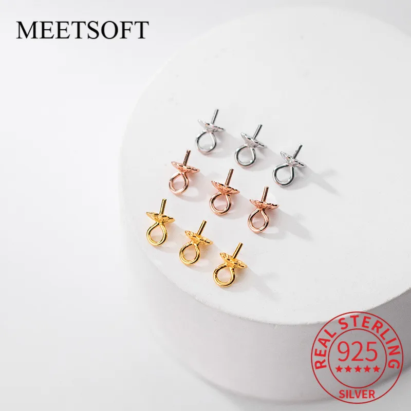

MEETSOFT Classic 925 Sterling Silver 3pcs/lot Semi finished Pendant buckle Charms of DIY Handmade Jewelry Deocration Accessory