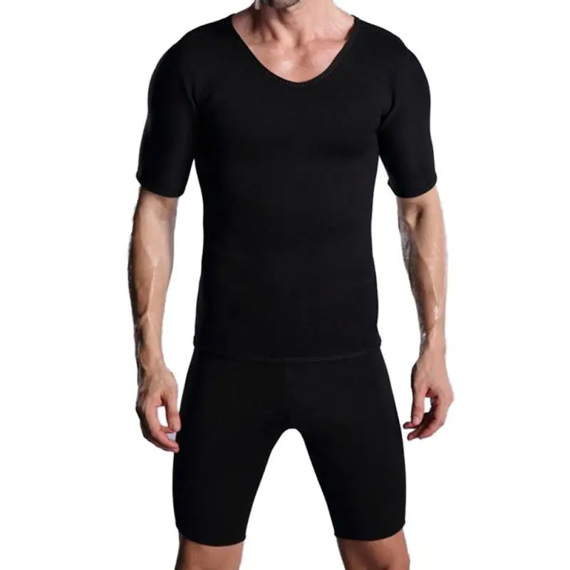 Men's Slimming Vest Short Sleeve Neoprene Sweat Shirt Sports Bodybuilding Trainning Waist Sweat Corset Running Shirt men running tops