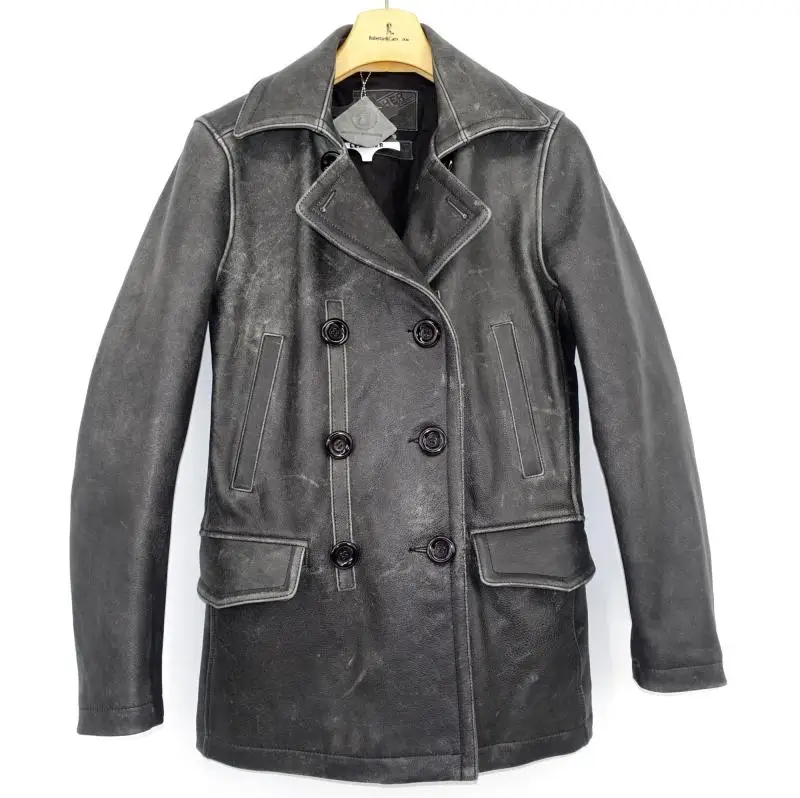 Version1930 s бушлат; двубортное пальто с мехом, импортированные из США мотоциклетная куртка