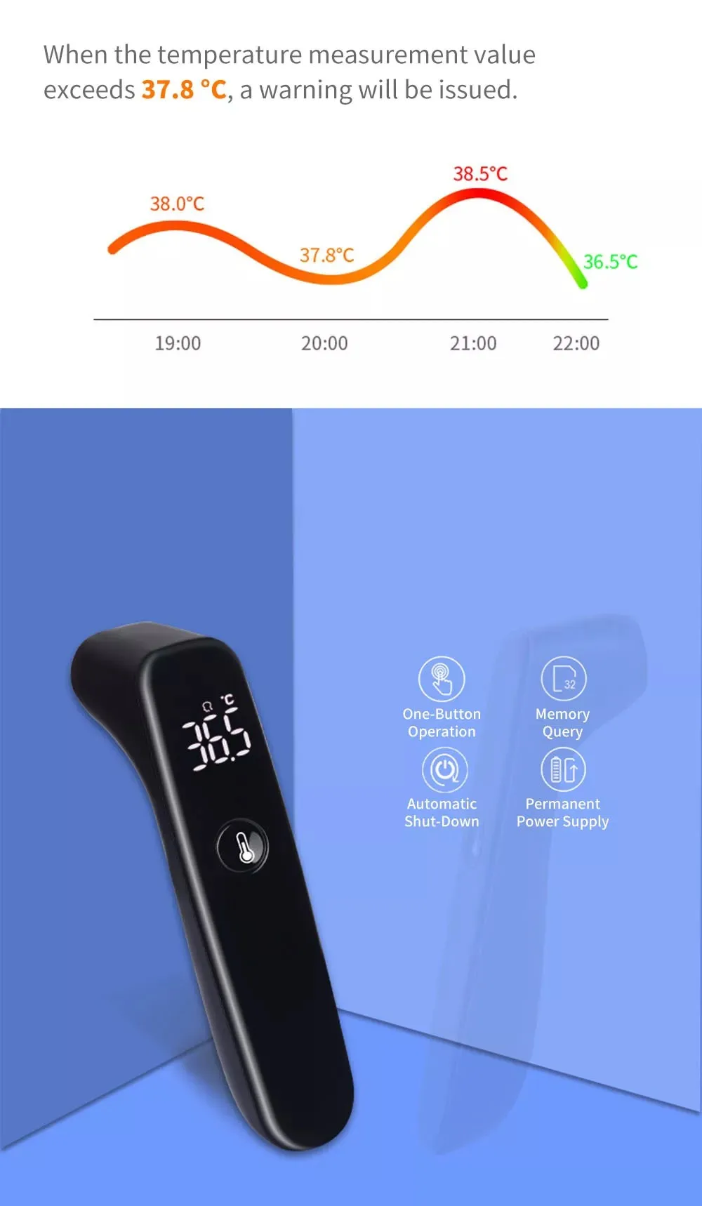 Детский цифровой умный термометр для тела, инфракрасный светодиодный термометр на весь экран, 1 S, мгновенная мера температуры, Предупреждение о температуре