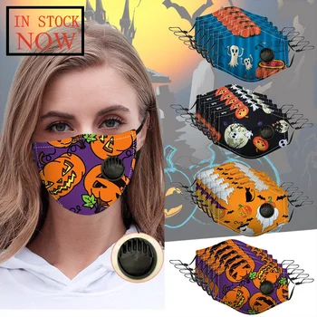

5pcs Halloween Adult Protection Mask Washable With Breather Valve Face Mask Reusable Mouth Masks Windproof Mouth-muffle