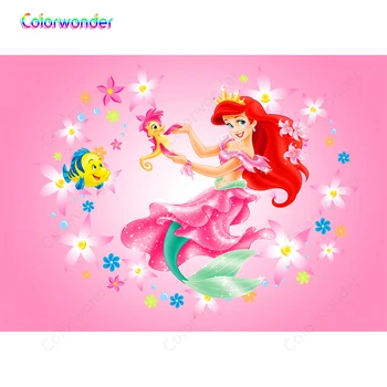 

Photo Backdrops The Little Mermaid Party Pendant Baby Shower Children Birthday Party Photographic Backgrounds For Photo Studio