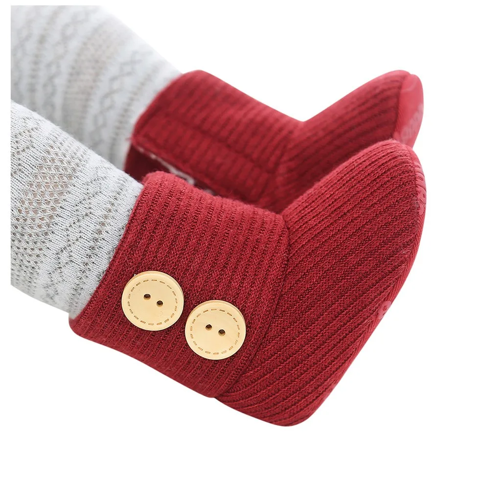 Toddler Kids Baby Girls Boys Winter Warm Solid Button Snow Boots Bootie Shoes