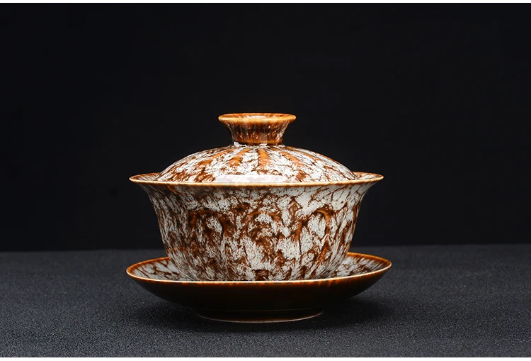 Китайская миска с крышкой, глазурованная чайная чашка, домашняя керамическая кунг-фу, чайная утварь, чайная чашка