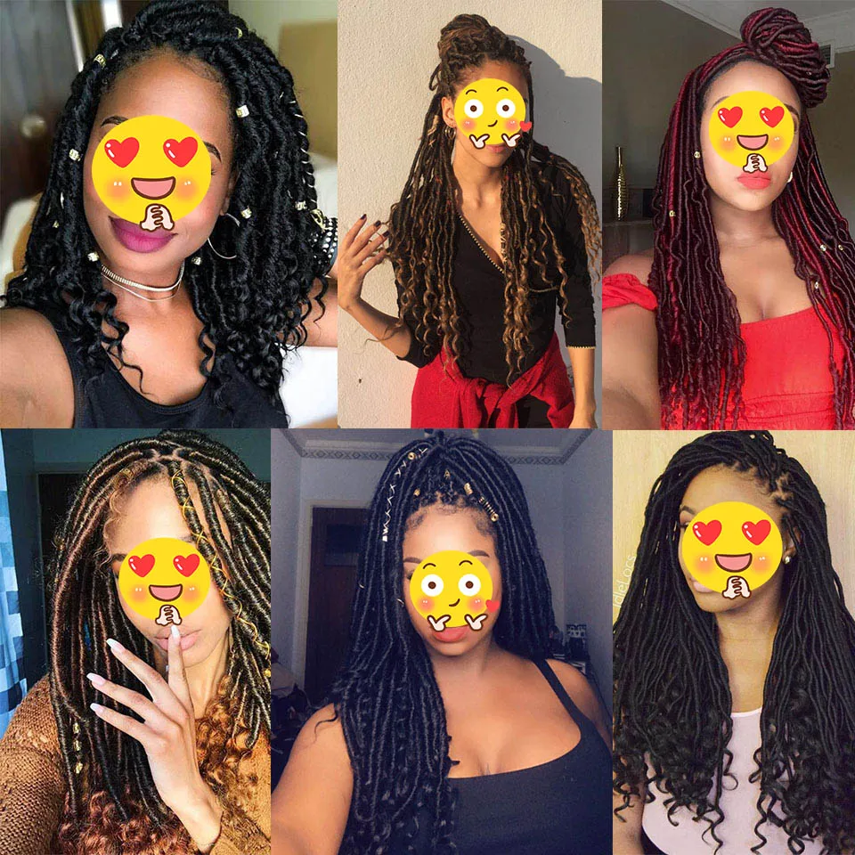 Doris Beauty 16 20 Inch Goddess Faux Locs Crochet Hair Soft End Natural Synthetic Braids Brown Extension For Women Locks