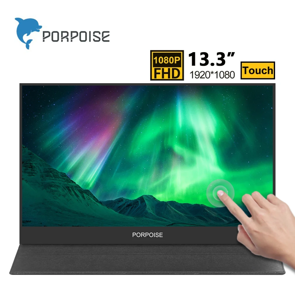 Портативный монитор PORPOISE с сенсорным экраном 13 3 &quotUSB 1 Type-C для Ps4 Switch Xbox phone