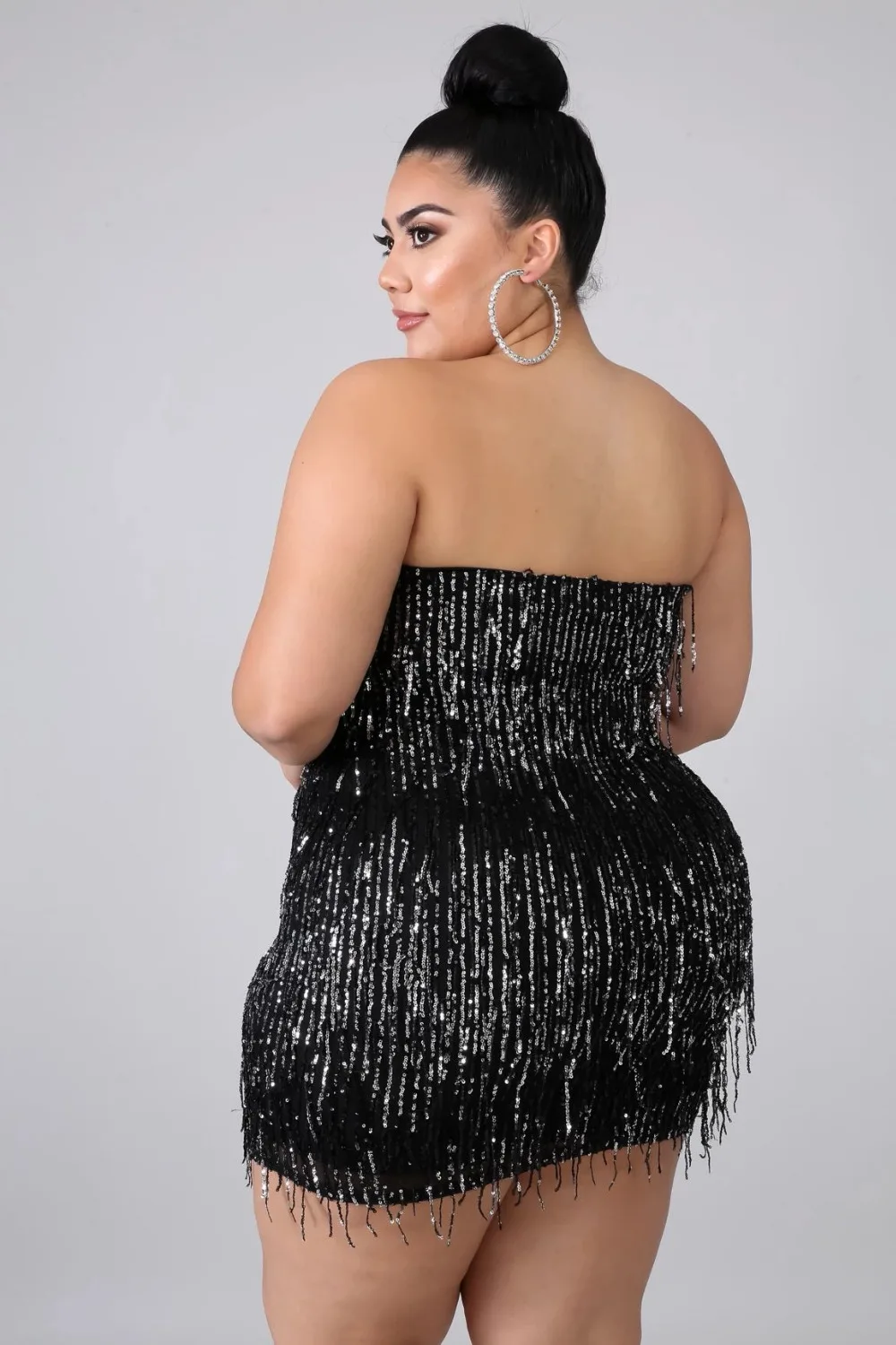 Xl-5XL Mini Dress Sequined Off The Shoulder  Robe Sexy Party & Clubwear Sleeveless Plus Size Women Party Out (9)