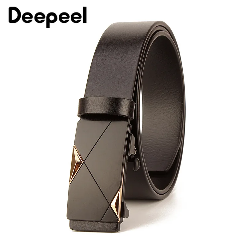 Deepeel 1 шт. 3,4*105-130 см Harajuku мужские деловые повседневные беззубичные ремни из сплава с автоматической пряжкой первый слой из воловьей кожи YB422