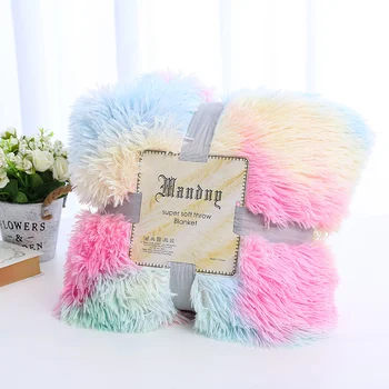 

European Style New Super Soft Plush Blanket Colorful Fluffy Faux Fur Decorative Blanket Bedroom Office Nap Blanket S/L