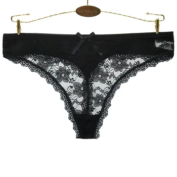 

sexy women's soft intimate breathable briefs mesh lace embossed g-string underwear cozy ruffle thong panties ladies underpants