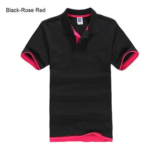 black Rose red Размера плюс XS-3XL, брендовая Новая мужская рубашка поло, высокое качество, мужская хлопковая рубашка с коротким рукавом, трикотажные летние мужские рубашки поло - Цвет: black Rose red